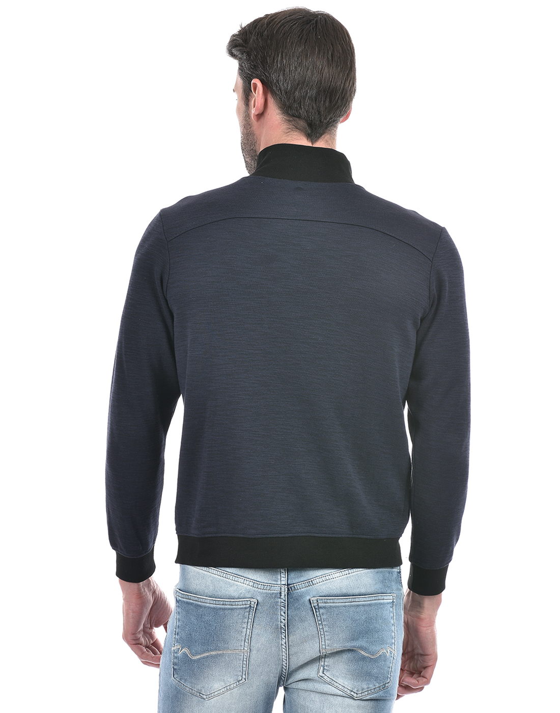 Numero Uno Men Solid Dark Blue Sweat Shirt